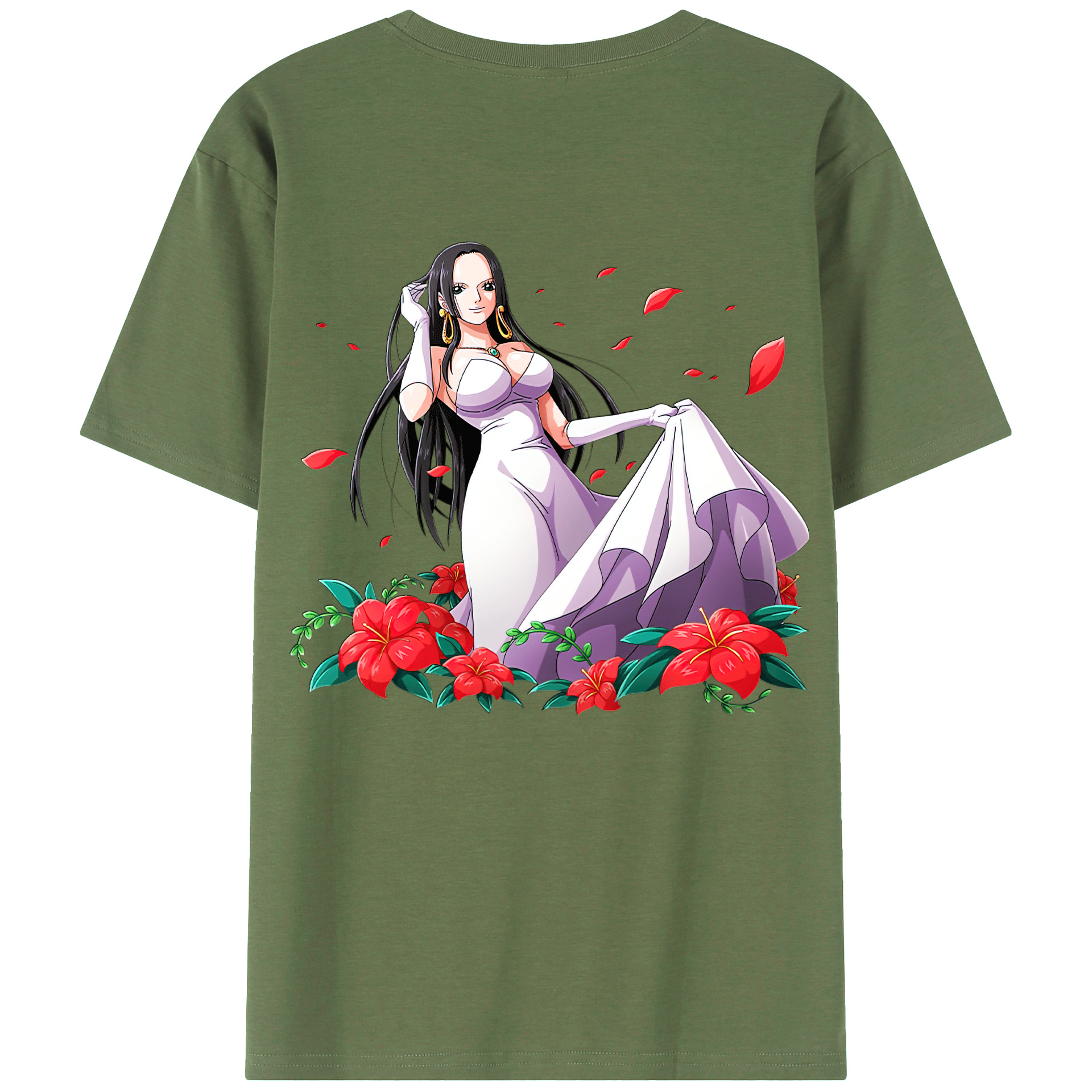 ワンピース ボア・ハンコック ONE PIECE Boa·Hancock 綿100％ メンズ半袖Tシャツ（バックプリント） 通気性